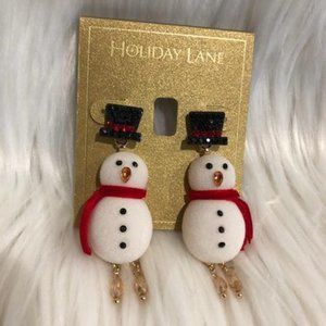 INC Snowman Drop Earrings